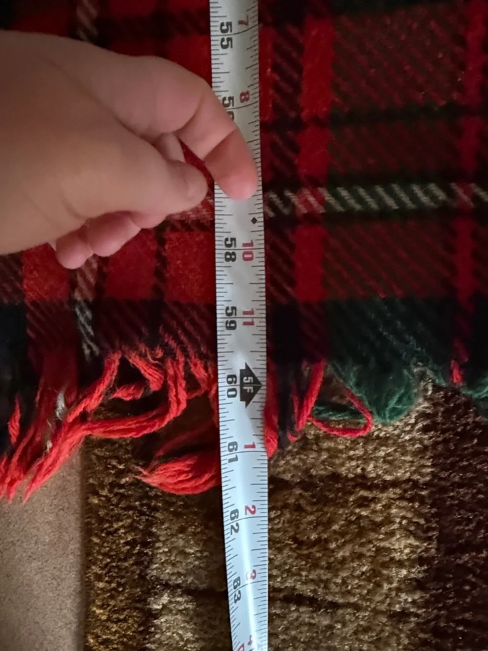 Vintage Wool Red Green Plaid Throw Blanket